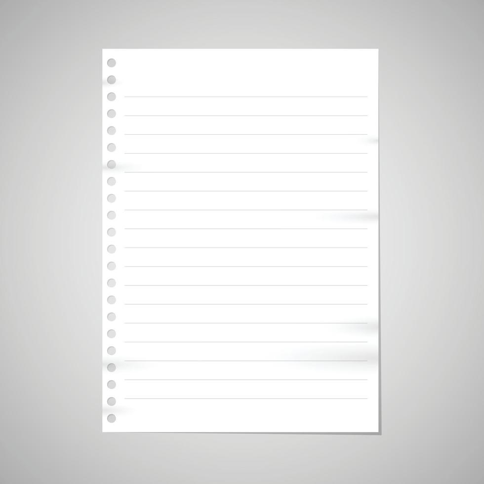 Note paper with line Vector illustration