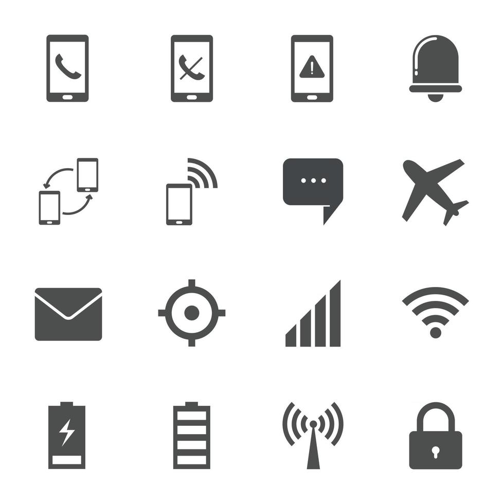 iconos de notificaciones de teléfonos inteligentes firman ilustración vectorial vector