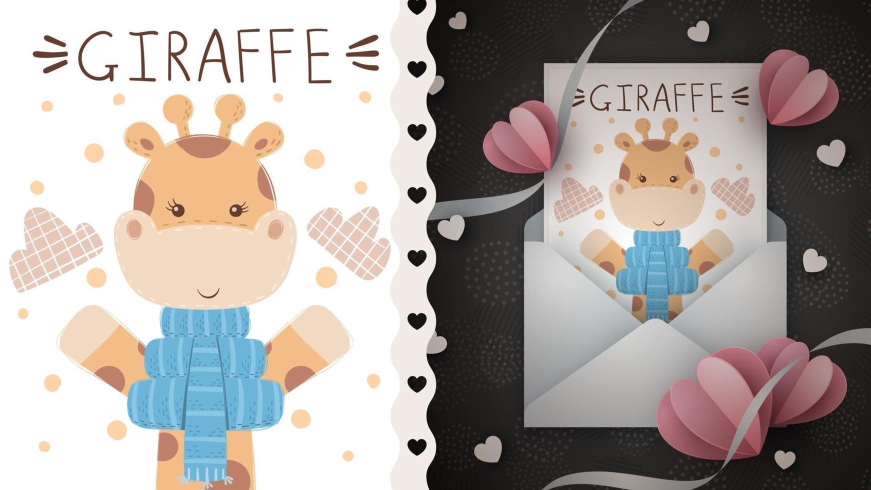 Childish giraffe idea for greeting card vector