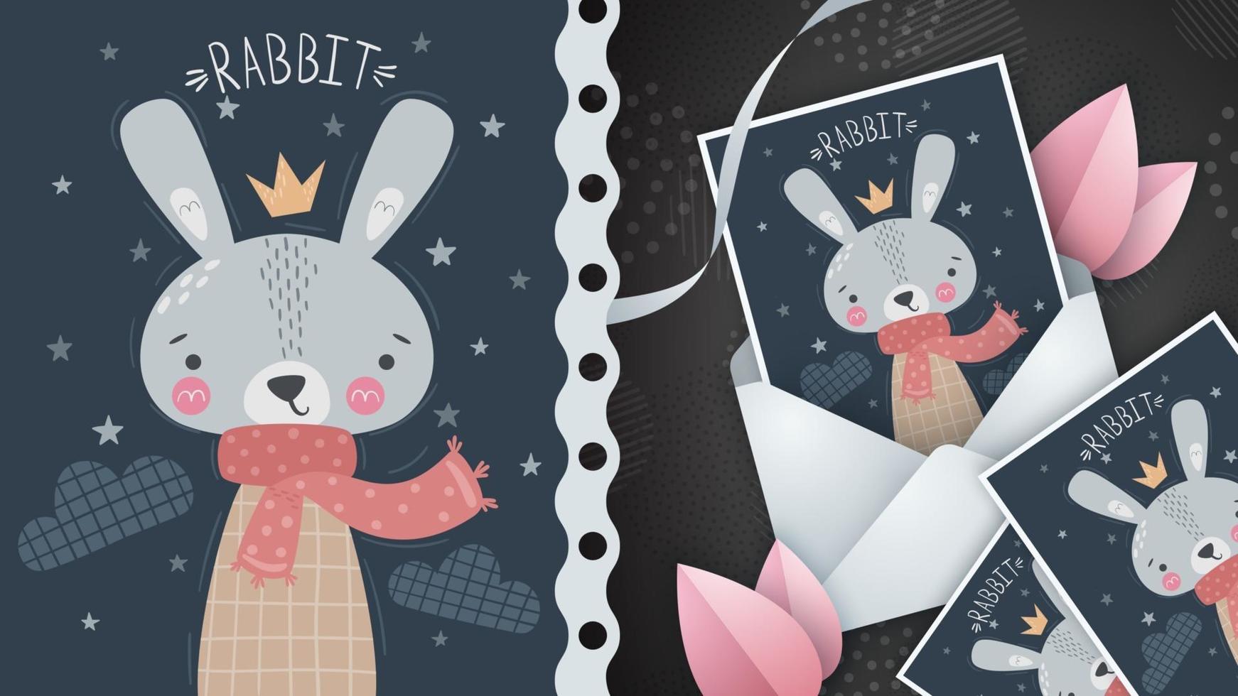 Night princess rabbit idea for greeting card vector