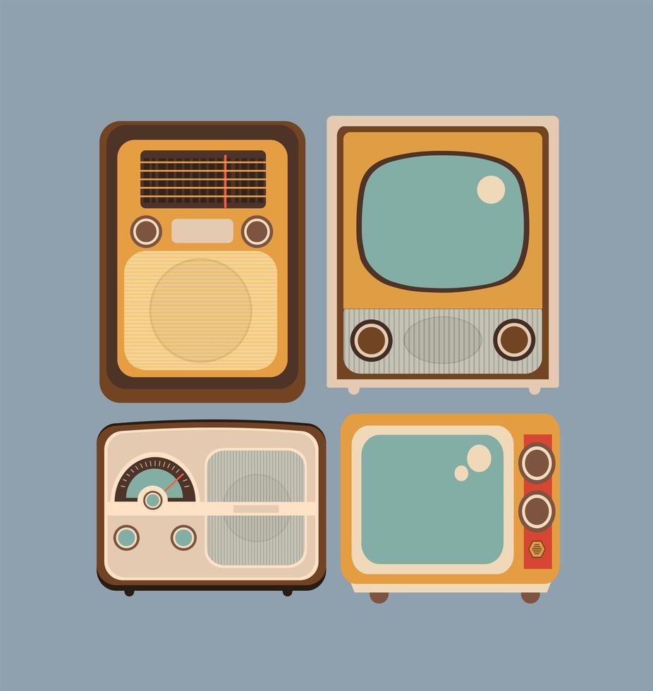 Establecer radio de estilo retro vector