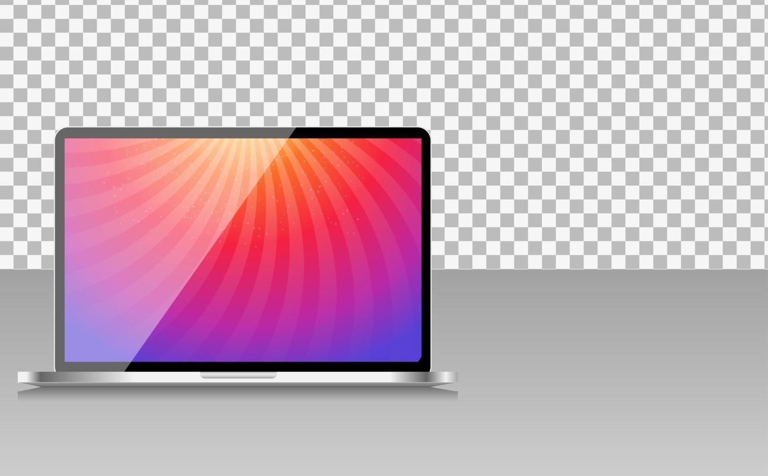 Realistic Computer Laptop with Abstract Wallpaper on Screen vector