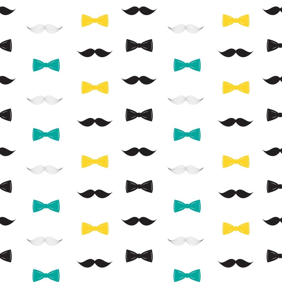 Bow Tie and Mustache Seamless Pattern, Father's Day Background vector