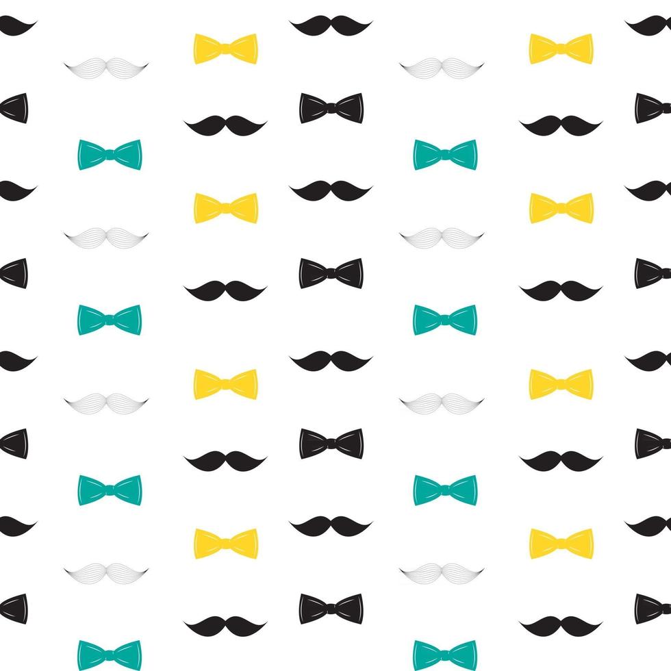 Bow Tie and Mustache Seamless Pattern, Father's Day Background vector