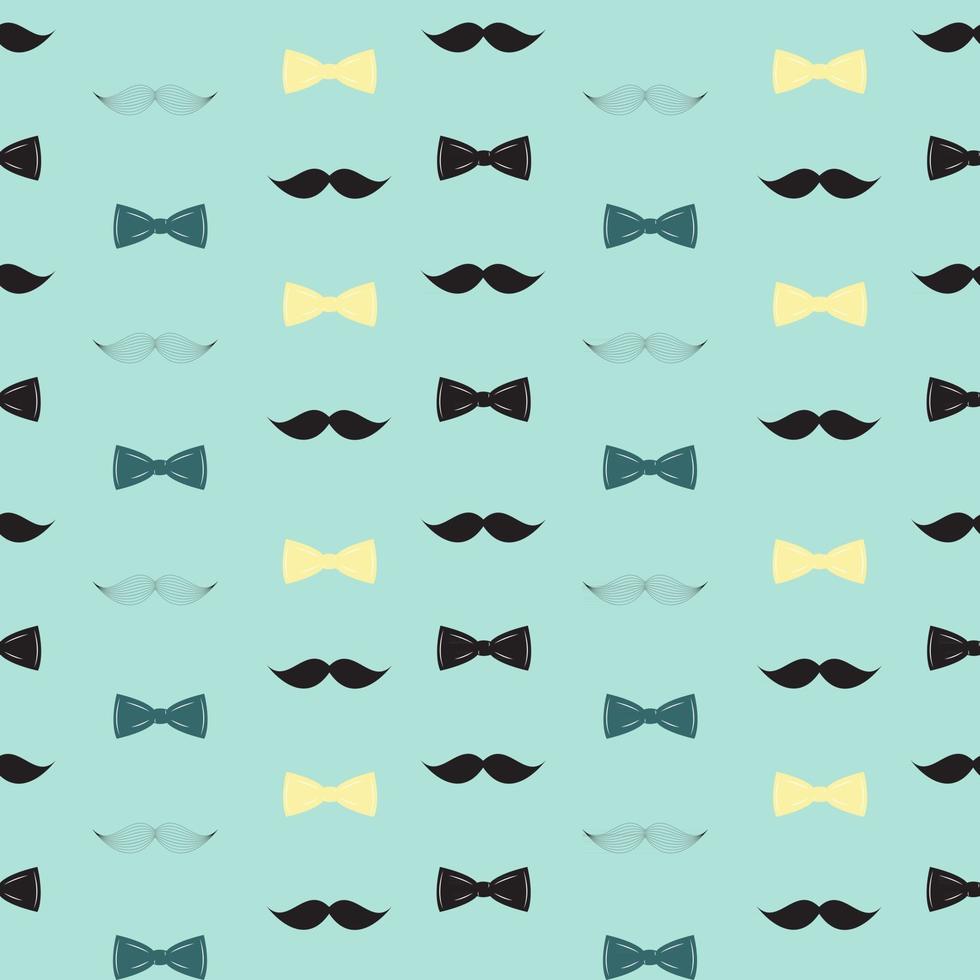 Bow Tie and Mustache Seamless Pattern, Father's Day Background vector