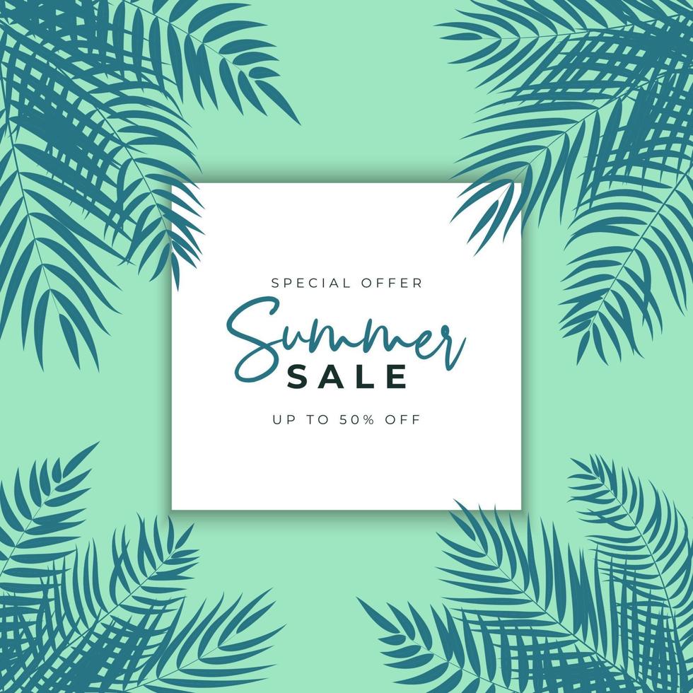 Summer sale poster. Natural Background with Tropical Palm Leaves. vector