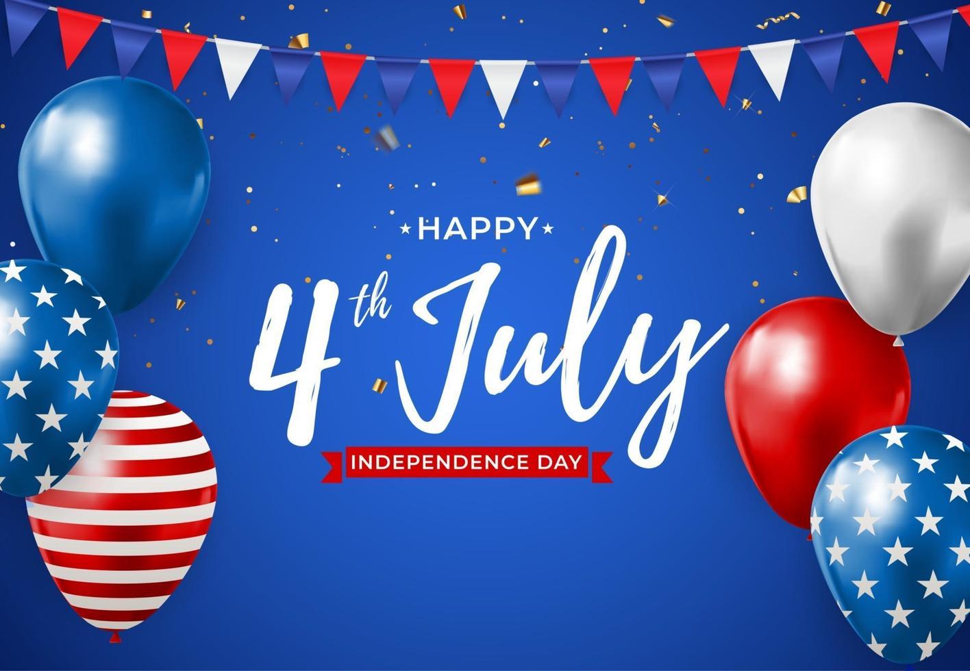 4 de julio día de la independencia en el fondo de estados unidos. se puede utilizar como pancarta o póster vector