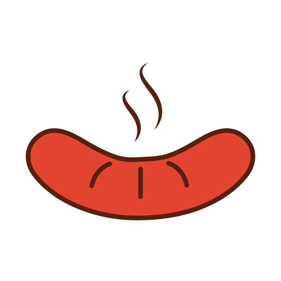 fast food hot sausage dinner and menu tasty meal and unhealthy line and fill icon vector