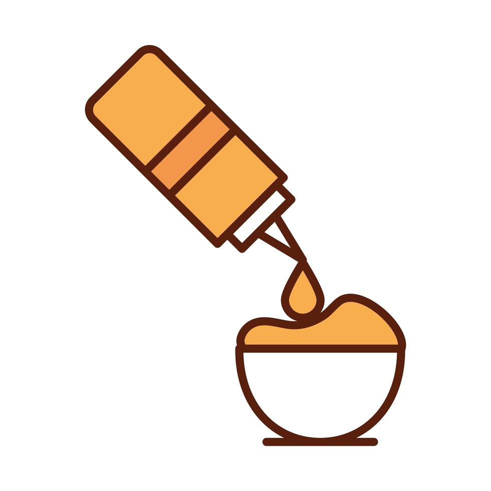 fast food mustard in bowl dinner and menu tasty meal and unhealthy line and fill icon vector