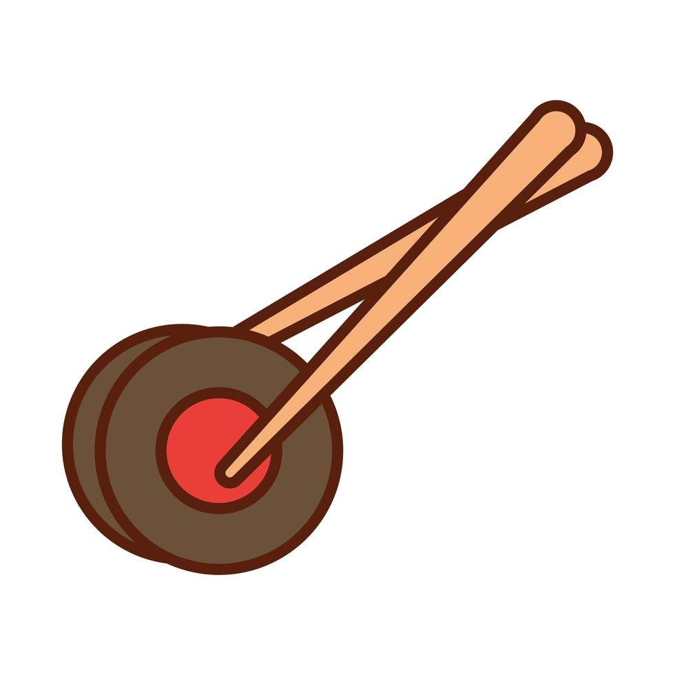 fast food sushi roll in sticks dinner and menu tasty meal and unhealthy line and fill icon vector