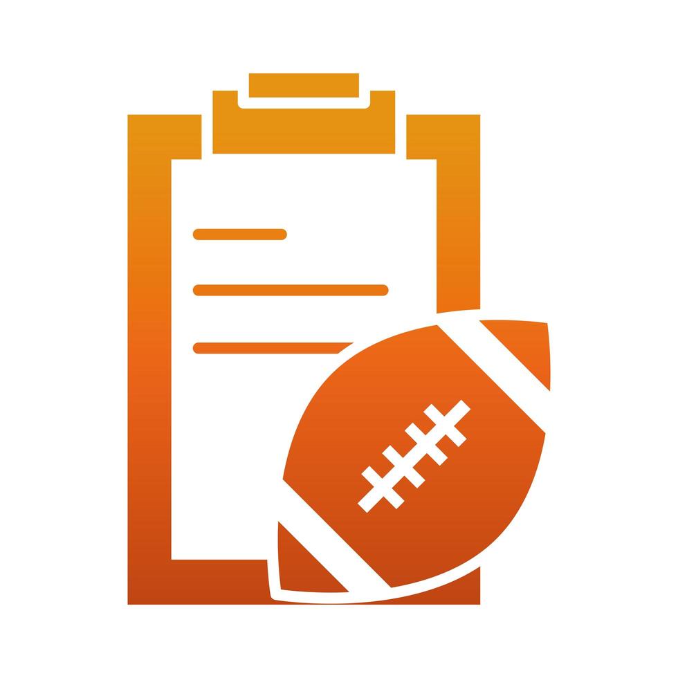 american football clipboard and ball equipment game sport professional and recreational gradient design icon vector