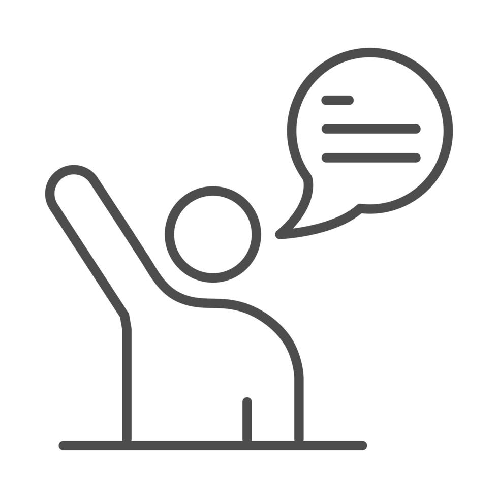 teach school and education character talking bubble line style icon vector