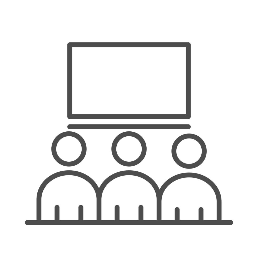 teach school and education presentation board and students line style icon vector