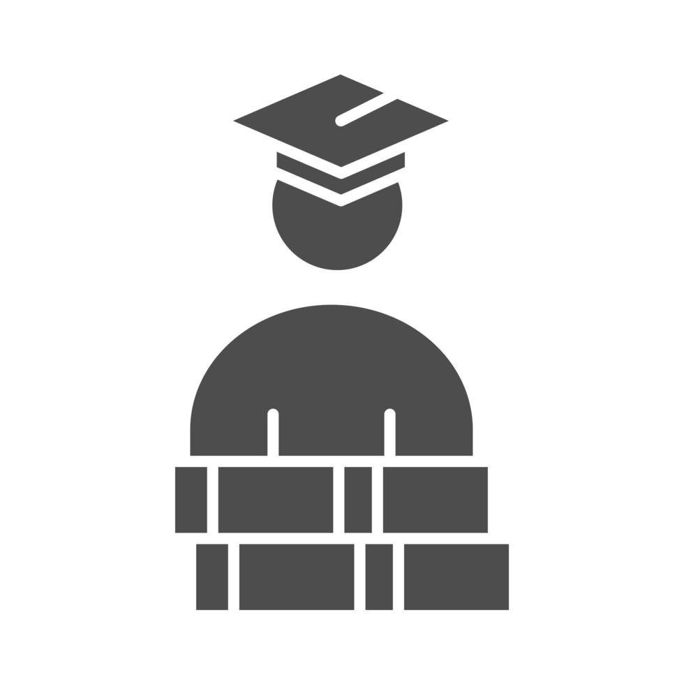 teach school and education student with grduation hat and books silhouette style icon vector