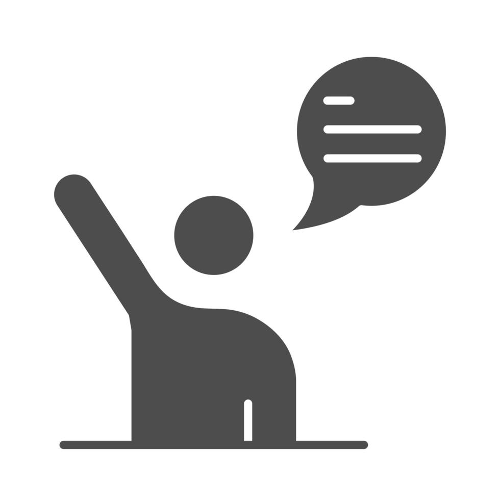 teach school and education character talking bubble silhouette style icon vector