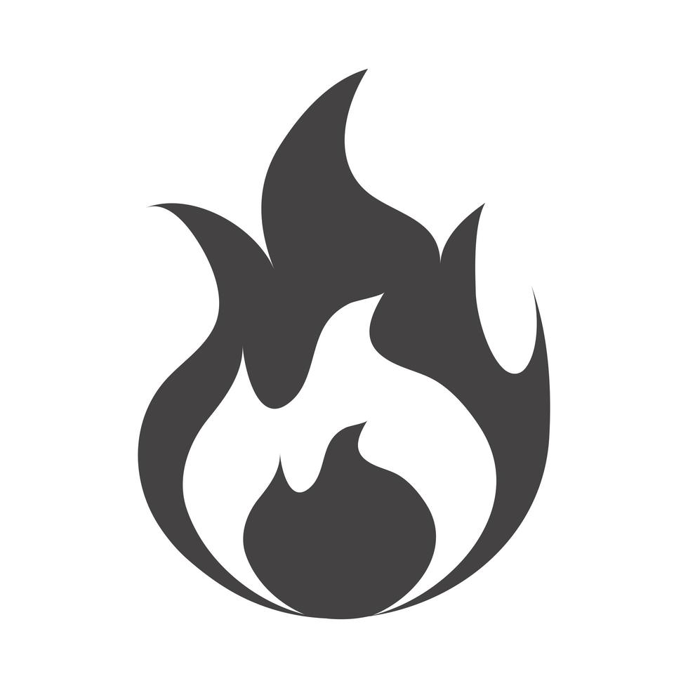 fuego llama ardiente resplandor caliente silueta diseño icono vector