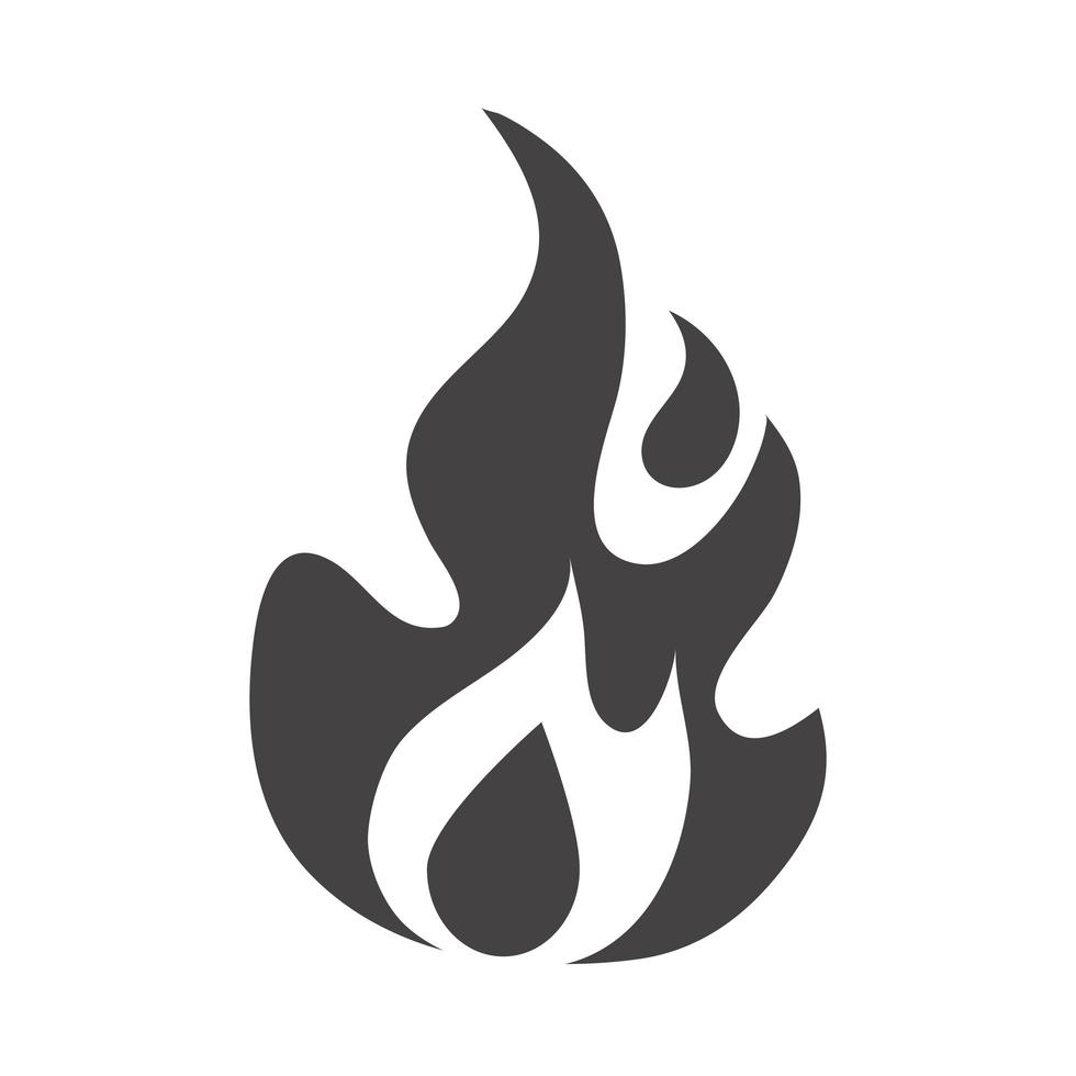 fuego llama ardiente resplandor caliente silueta diseño icono vector