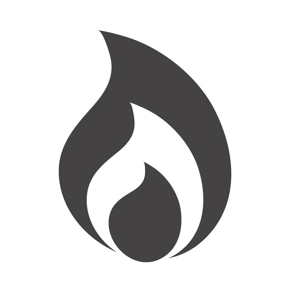 fire flame burning hot glow silhouette design icon vector