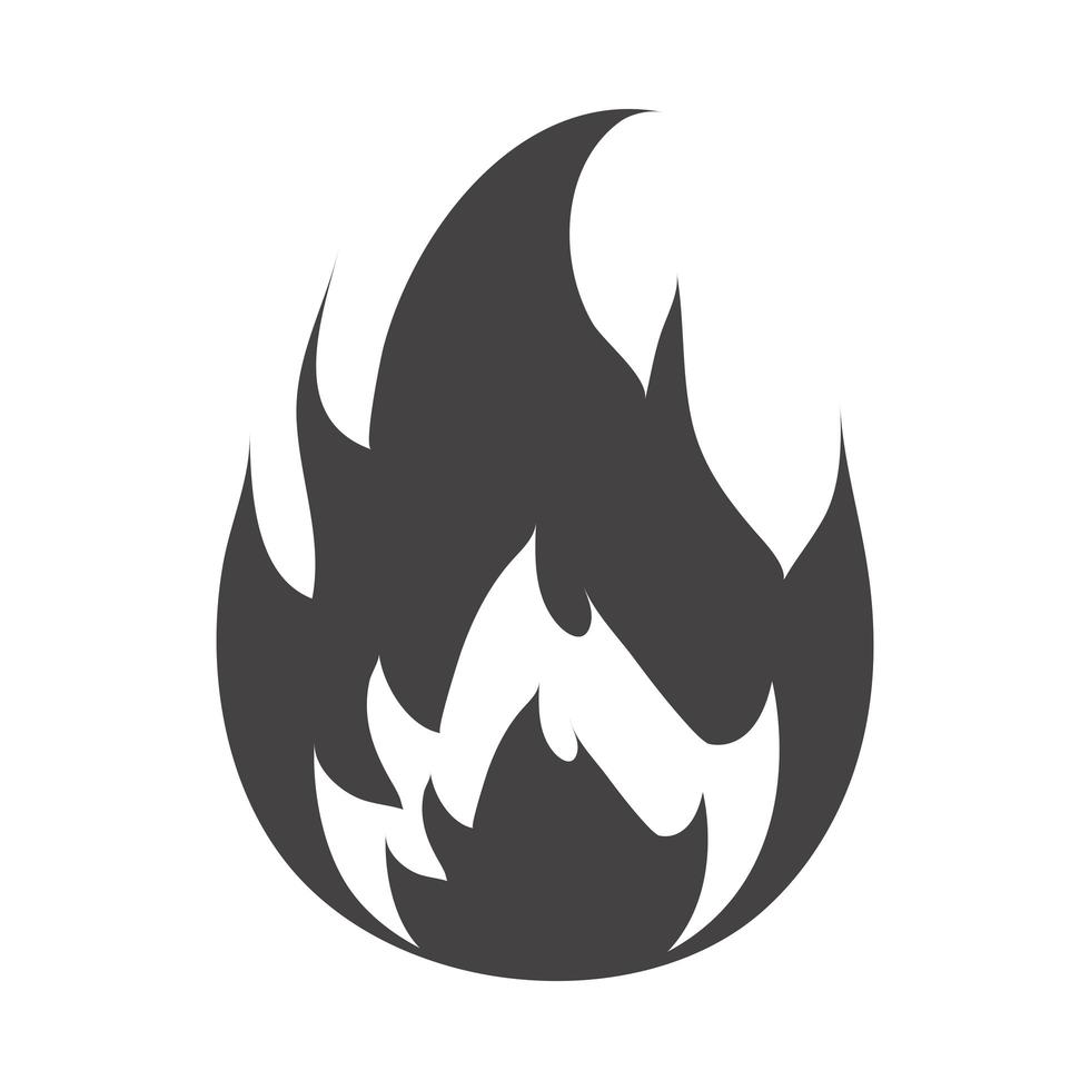 fuego llama ardiente resplandor caliente silueta diseño icono vector