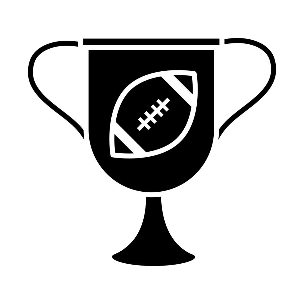 american football trophy with ball award game sport professional and recreational silhouette design icon vector