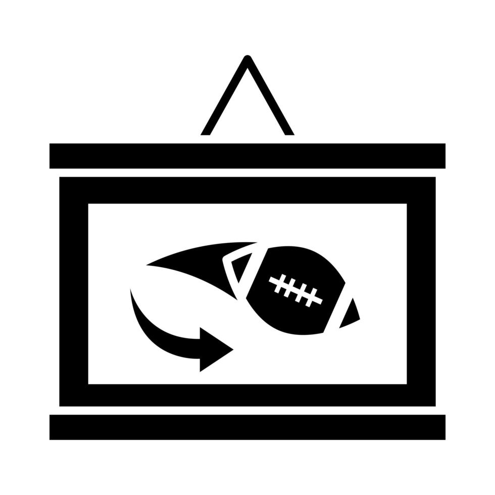 tablero de fútbol americano juego de pelota voladora deporte icono de diseño de silueta profesional y recreativa vector