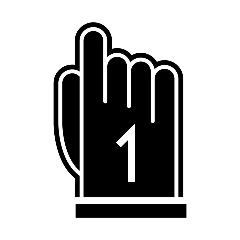 american football hand finger number one game sport professional silhouette design icon vector