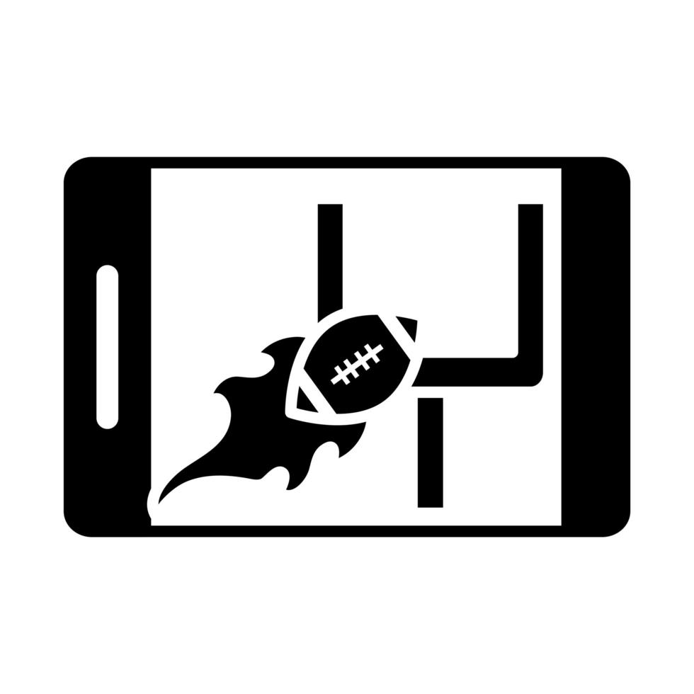fútbol americano en línea teléfono inteligente juego deporte icono de diseño de silueta profesional y recreativa vector