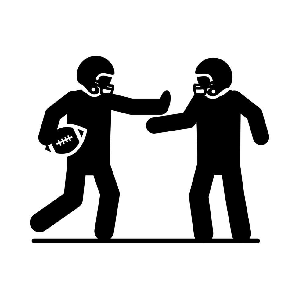 american football players character with ball game sport professional and recreational silhouette design icon vector