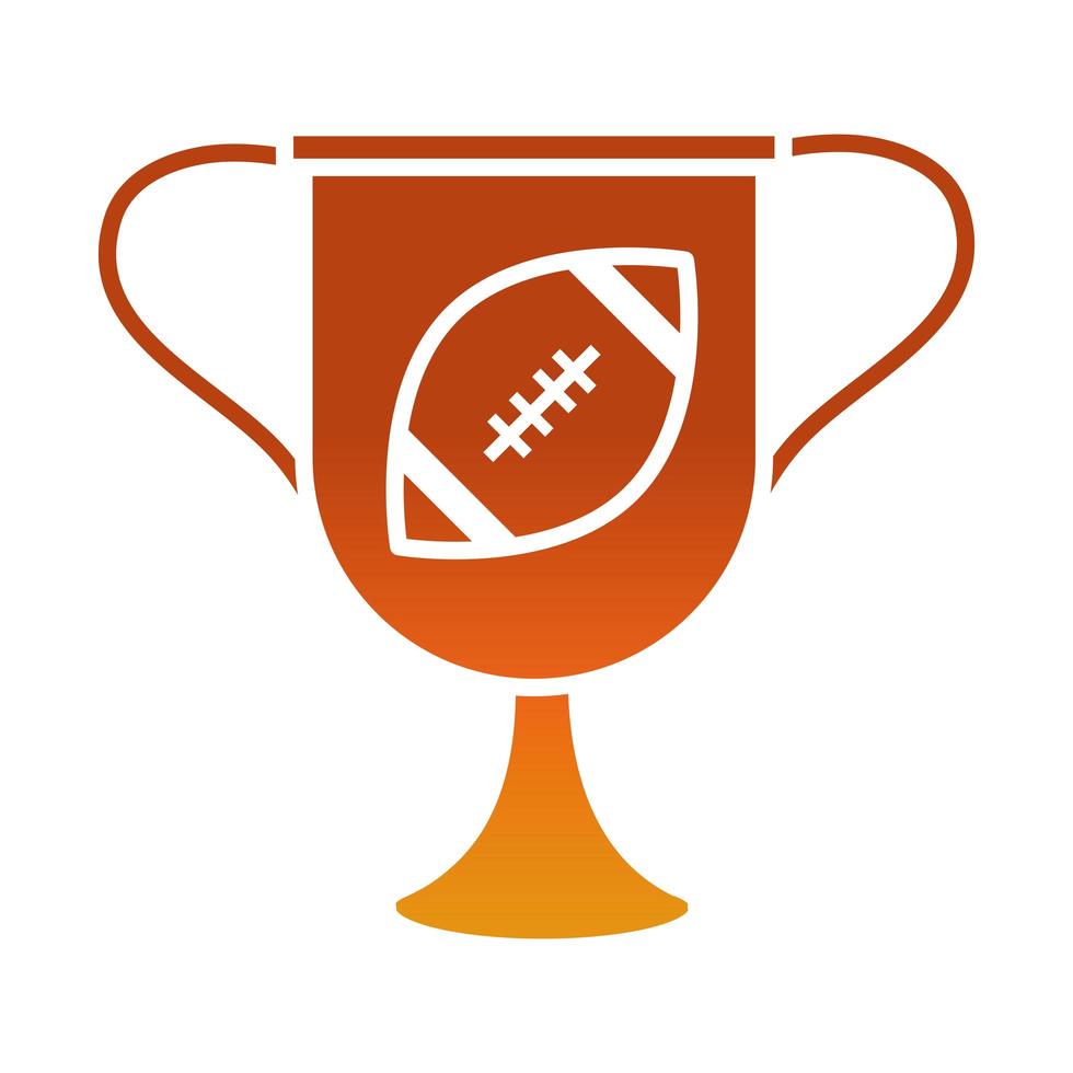 american football trophy with ball award game sport professional and recreational gradient design icon vector