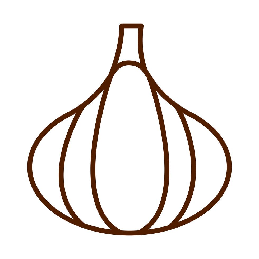 icono de estilo de línea de ingrediente de diente de ajo crudo de vegetales frescos de alimentos saludables vector