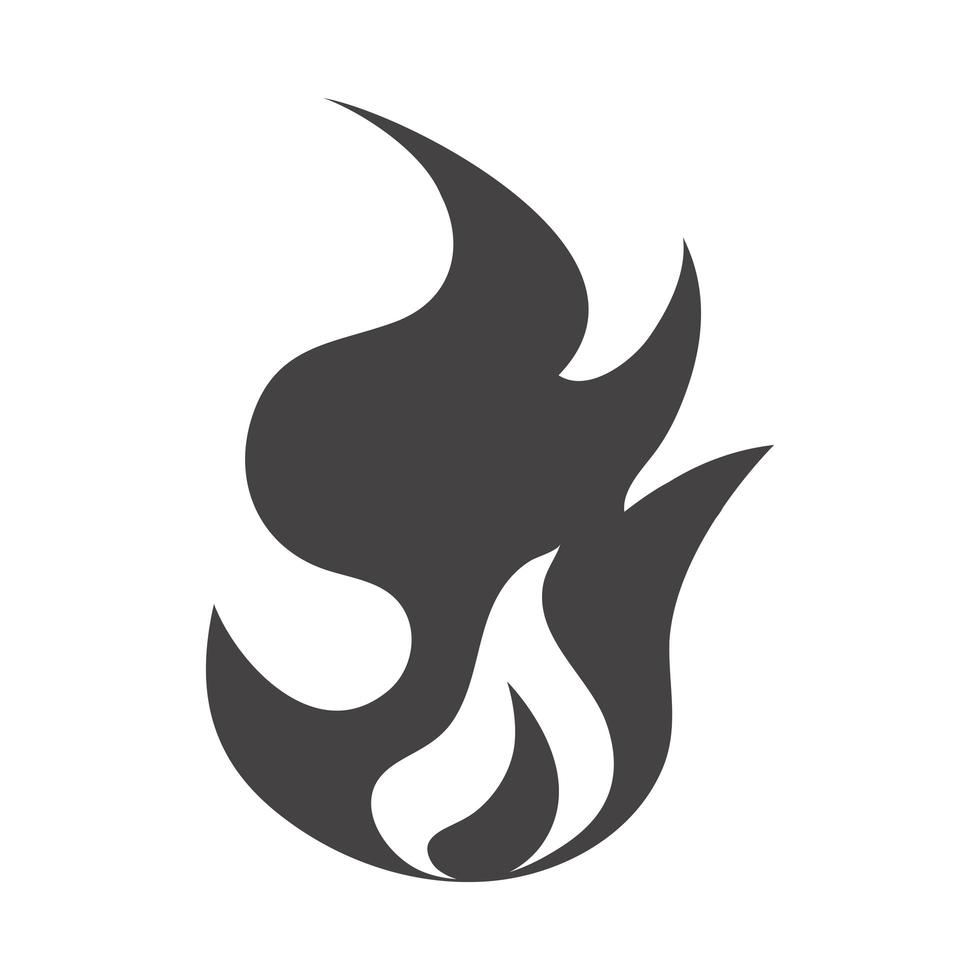 fuego llama ardiente resplandor caliente silueta diseño icono vector