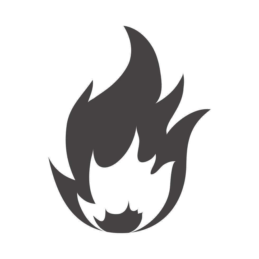 fuego llama ardiente resplandor caliente silueta diseño icono vector