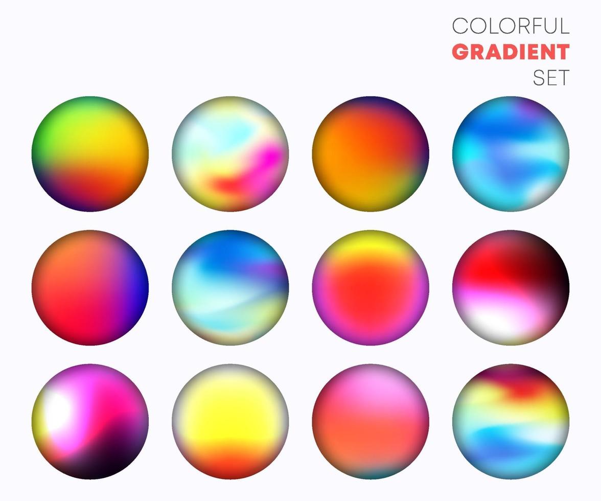 Colorful gradient set with the blurred circle background design Vector illustration