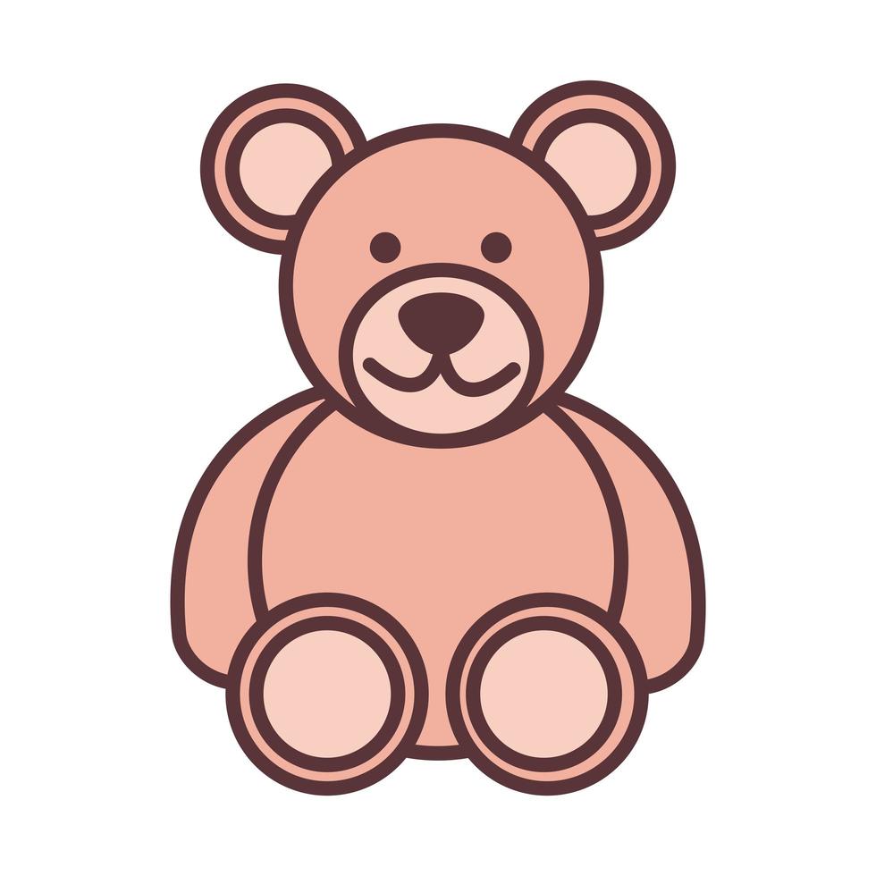 baby teddy bear toy object newborn template line and fill design icon vector