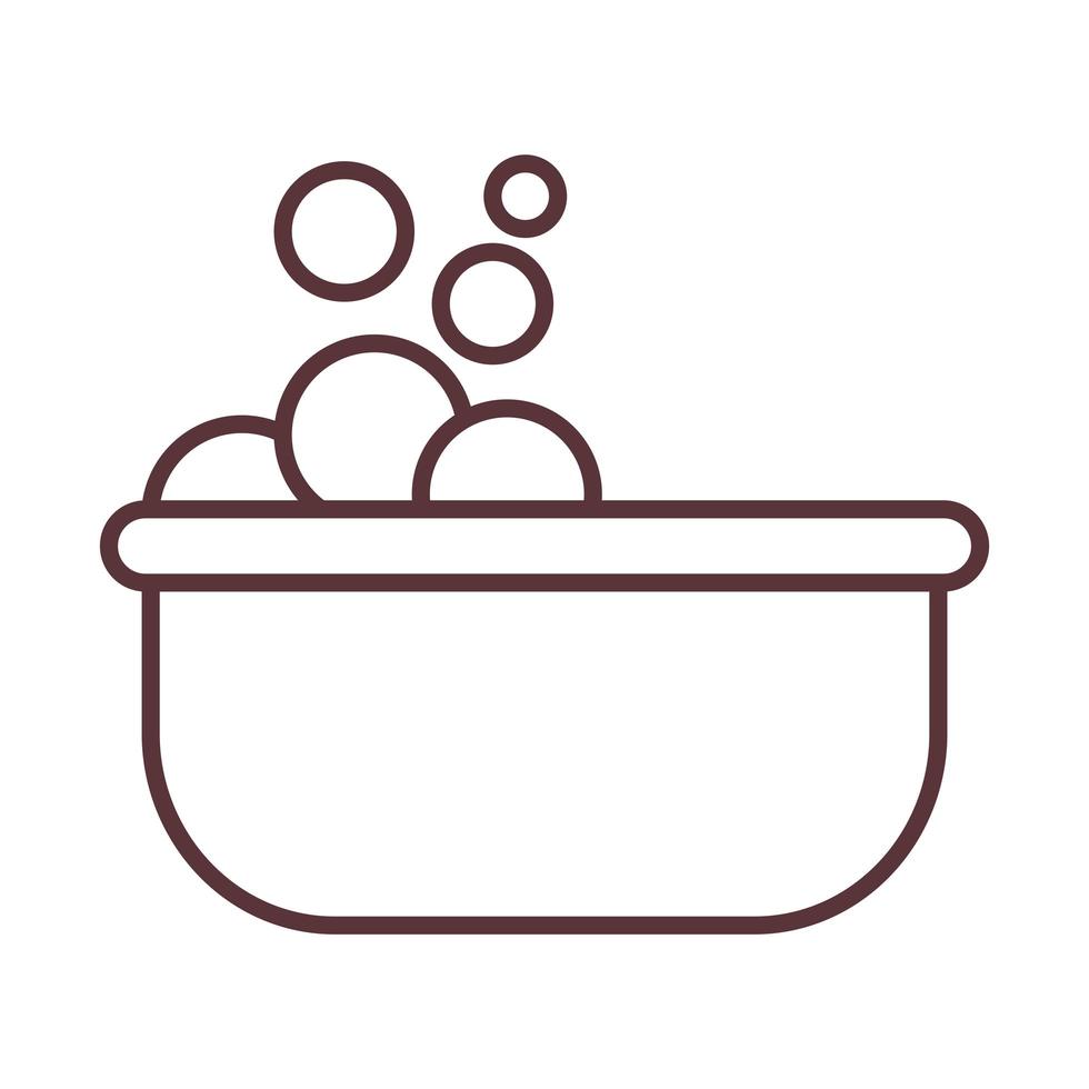 bubble wash tub bathroom line style icon vector