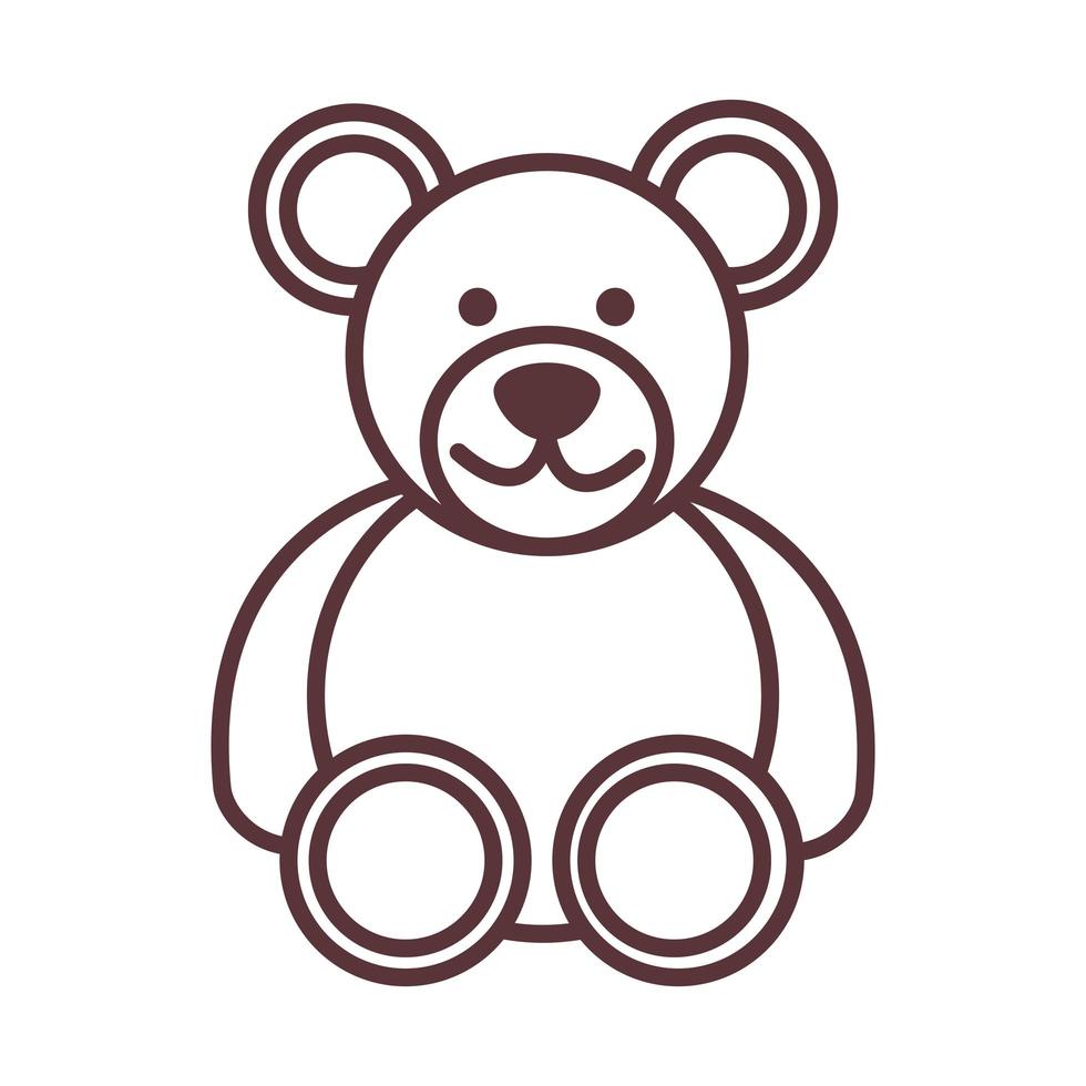 Oso de peluche bebé objeto de juguete recién nacido icono de diseño de línea de plantilla vector