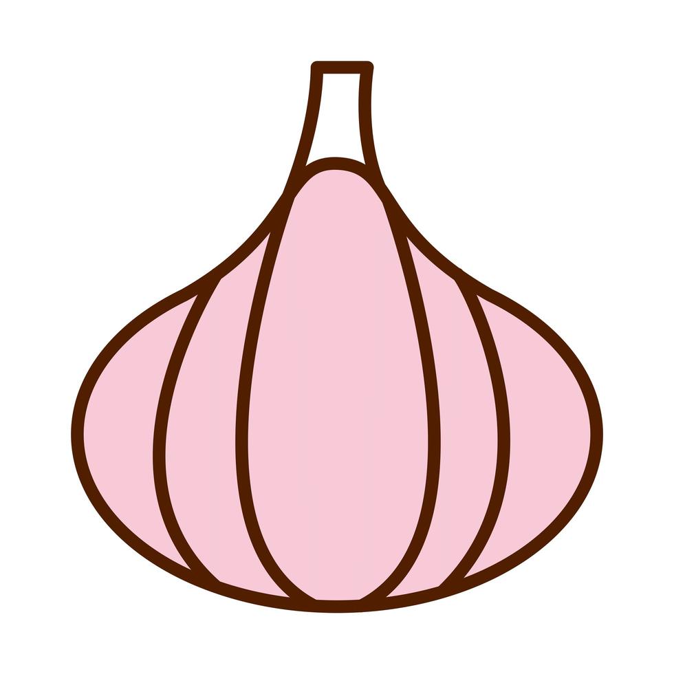 healthy food fresh vegetable raw garlic cloves ingredient line and fill style icon vector