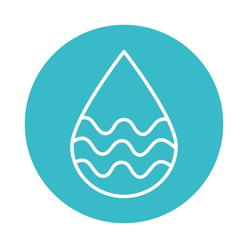 gota de agua con olas naturaleza icono de estilo de bloque azul líquido vector