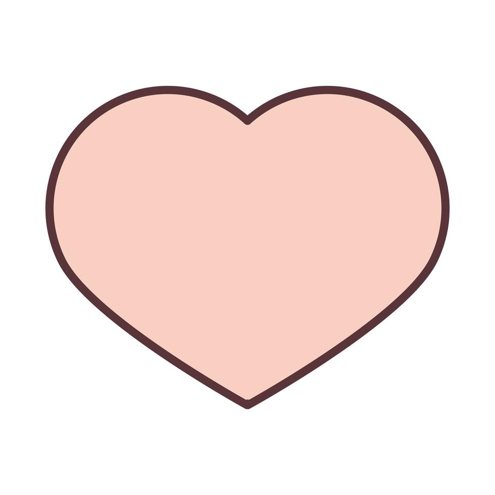 love heart romantic feeling line and fill icon vector