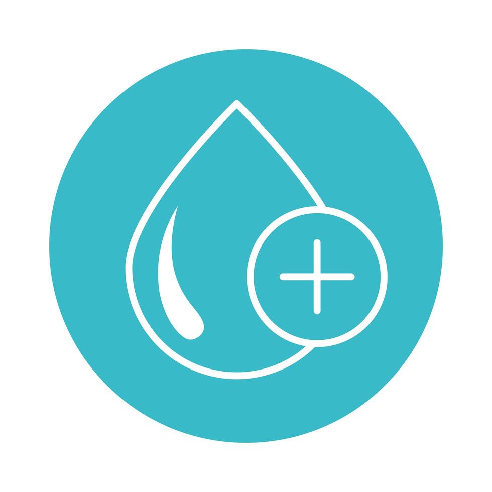 plus medical water drop nature liquid blue block style icon vector