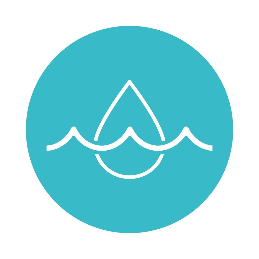 water drop affluent nature liquid blue block style icon vector