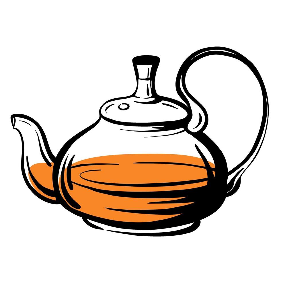 Teapot sketch. Glass Kettle sketch. Hand-drawn vector illustration