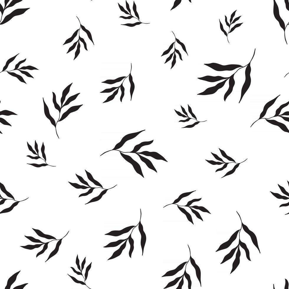 Seamless tropical leaf pattern. Black and white botanical pattern. Floral digital paper in a minimalistic Scandinavian style. vector