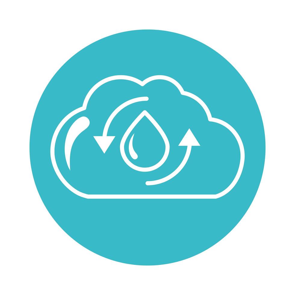 cloud water drop recycle nature liquid blue block style icon vector