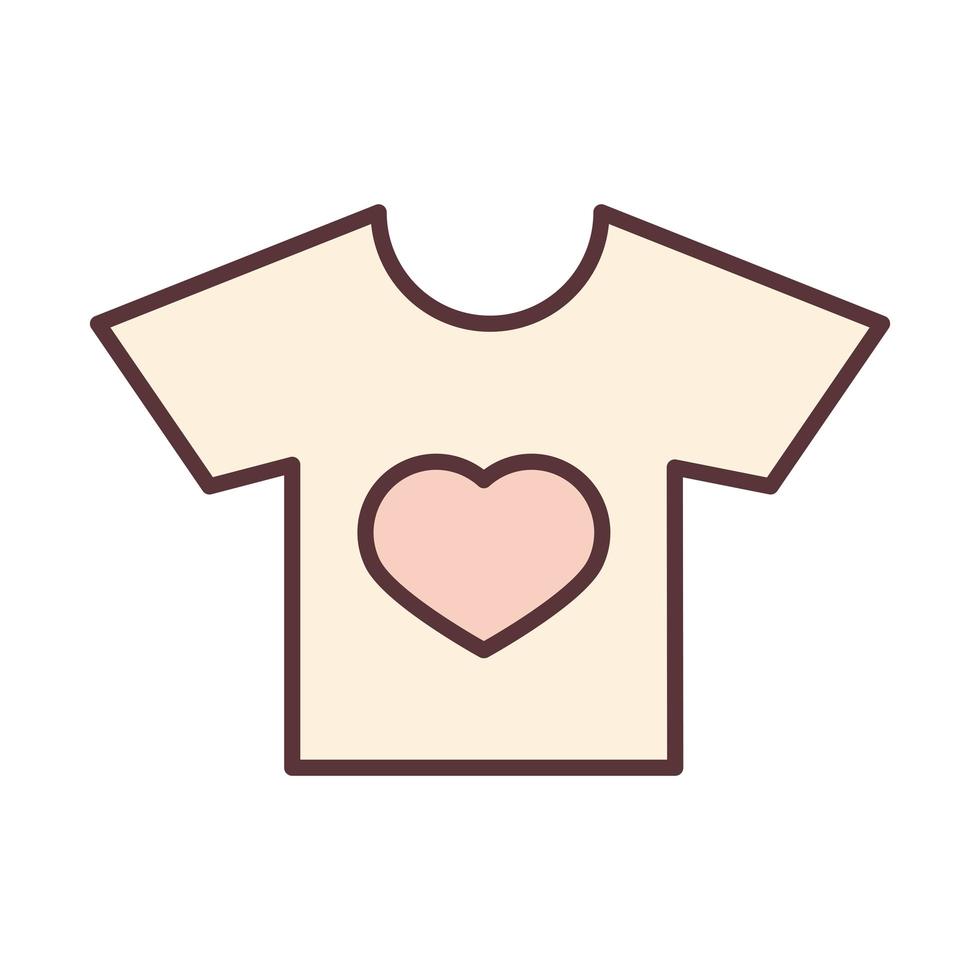 baby little shirt with heart clothes garments for infant kids line and fill icon vector