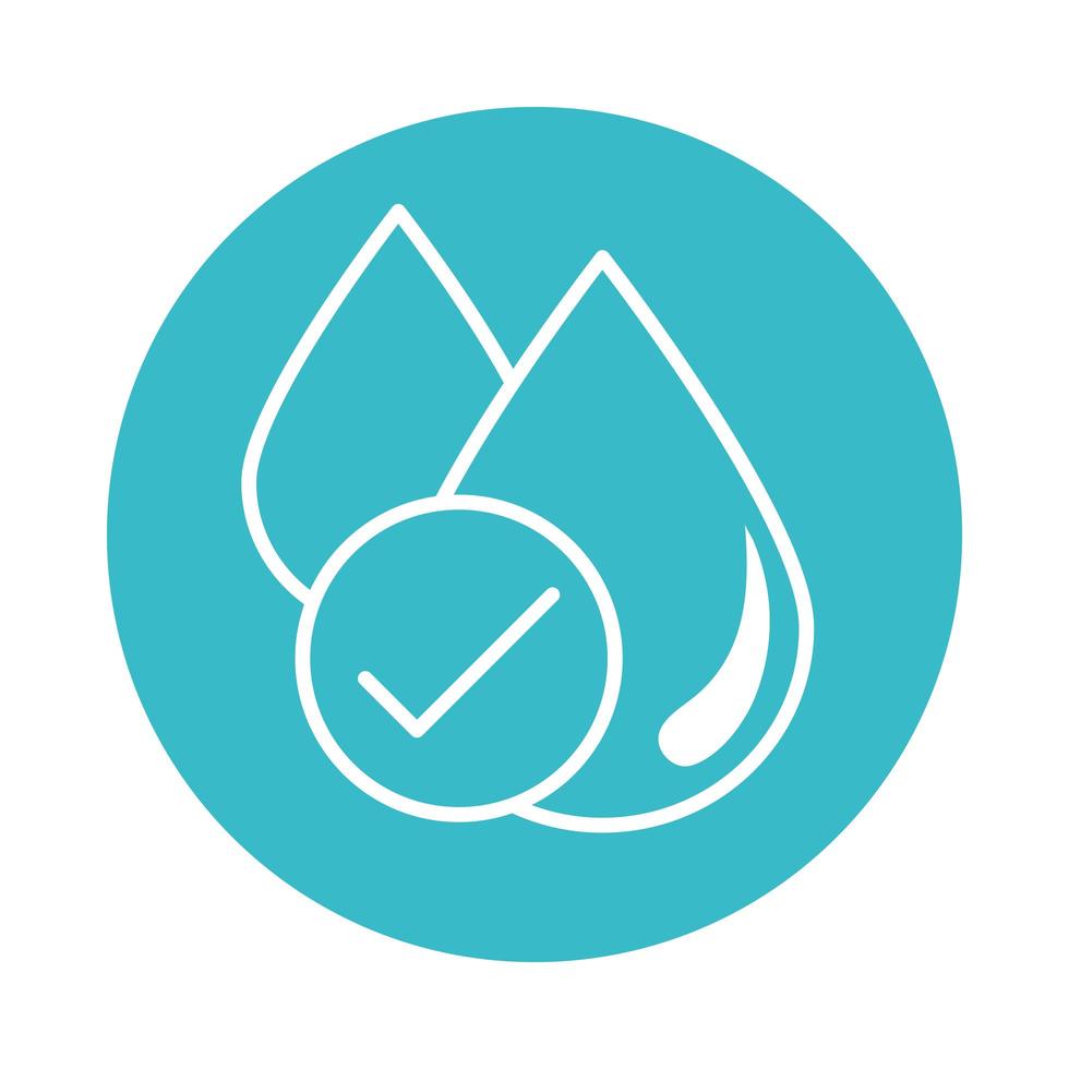 water drops check mark nature liquid blue block style icon vector
