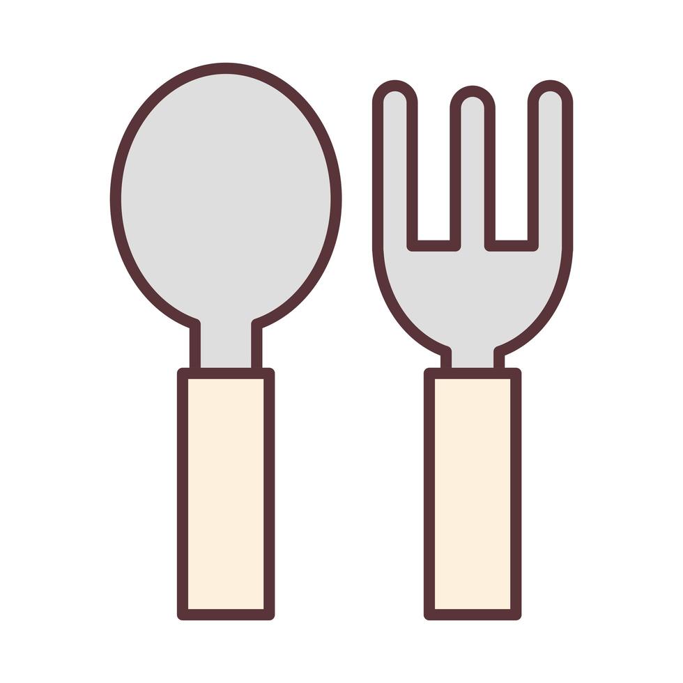 baby fork and spoon feeding and care newborn template line and fill icon vector