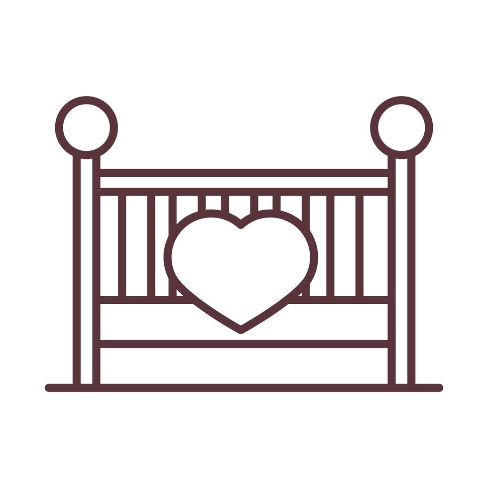 icono de estilo de línea de invitación de bienvenida de cuna de madera pequeña vector