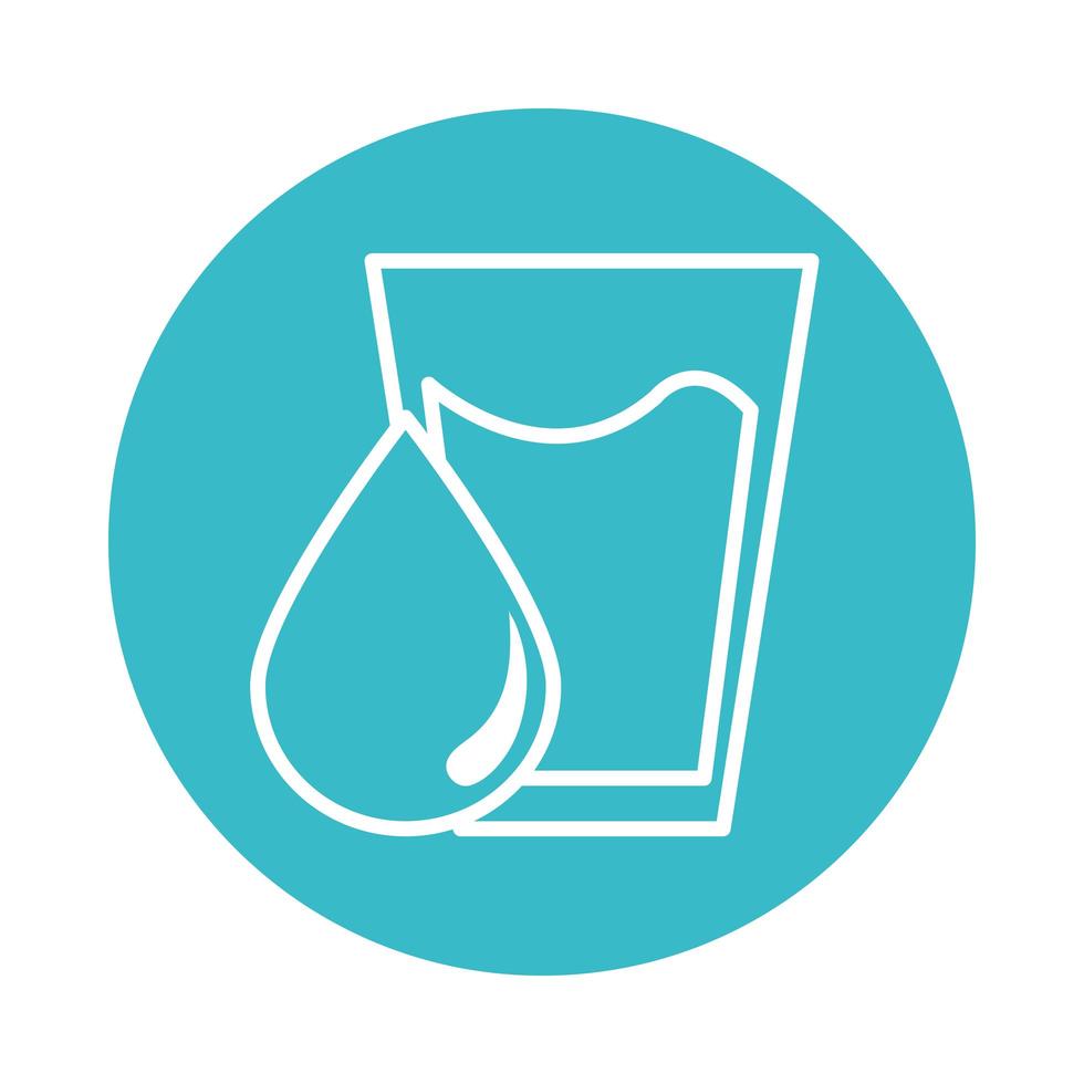 glass with water drop nature liquid blue block style icon vector