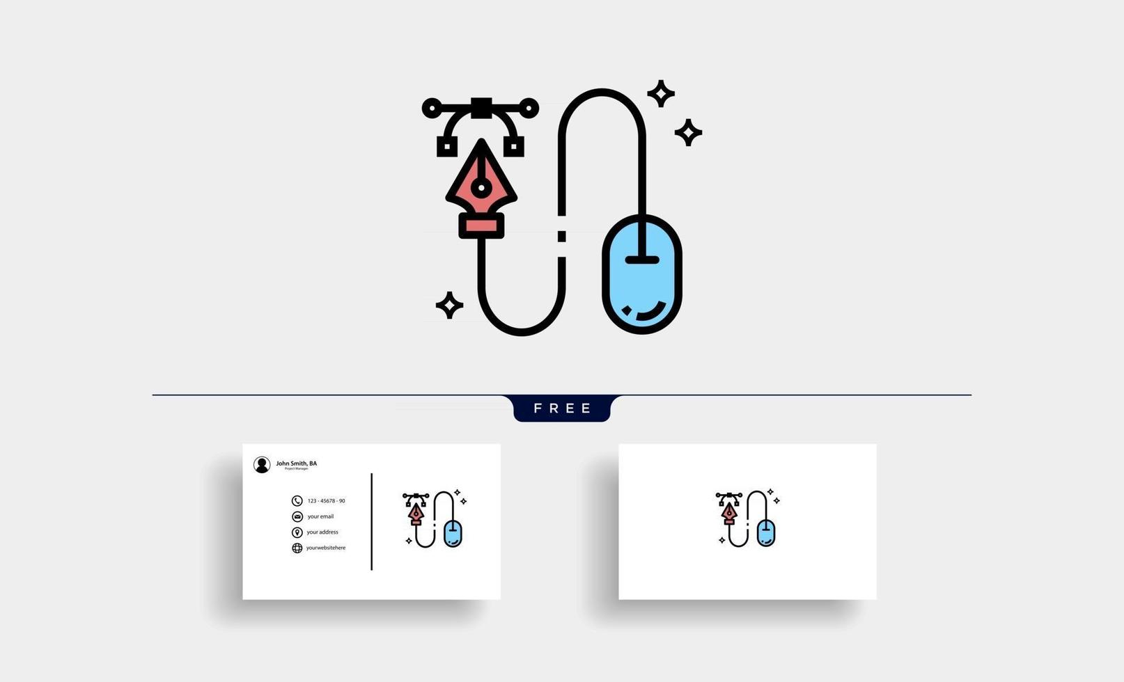 mouse computer and ink pen tool vector icon design